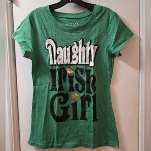 Ransom Green 'Naughty Irish Girl' Graphic Tee with Gold Shamrocks